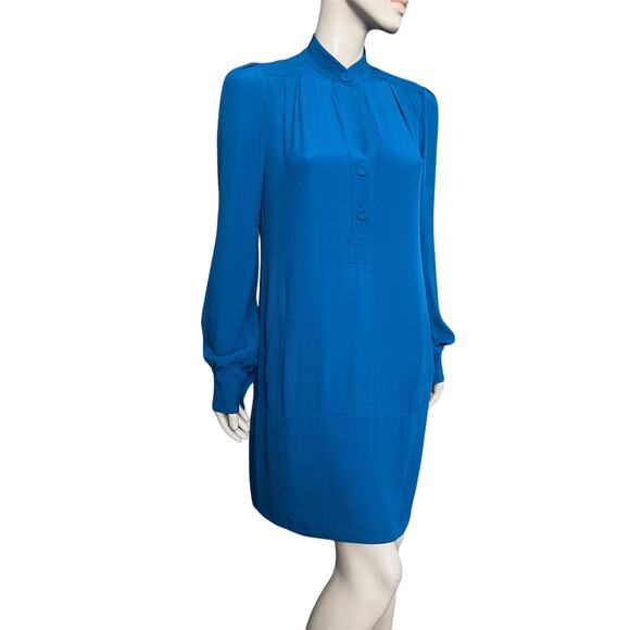 New Diane von Furstenberg Tunisa Steel Blue Dress Size 4 Button Front Closure - Picture 1 of 13
